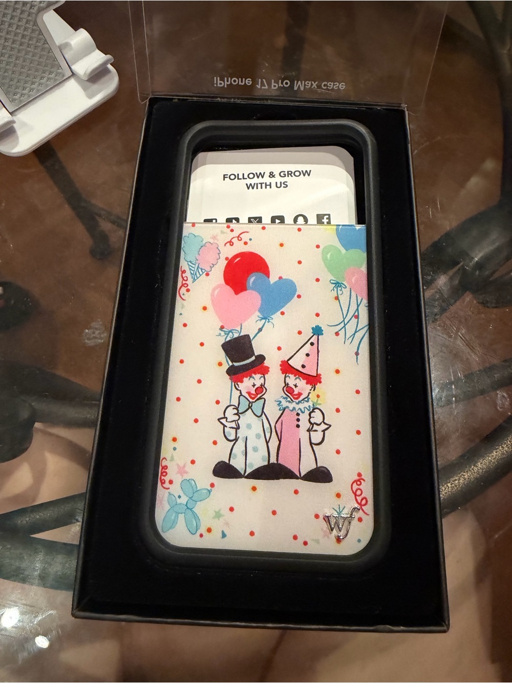 Wildflowers White Phone Case with Colorful Clown & Balloon Design